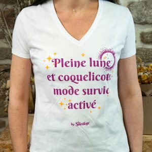T-shirt ésotérique  « Pleine lune et coquelicots, mode survie activé »